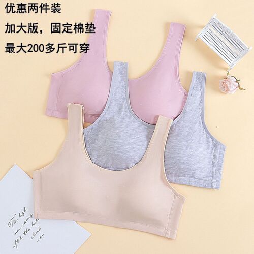 加大码学生内衣少女初中生固定杯文胸无钢圈胖M胸罩高弹大背心4XL