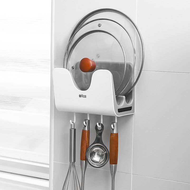 锅盖架壁挂式放菜板砧板多功能免打孔厨房置物架子带接水收纳神器