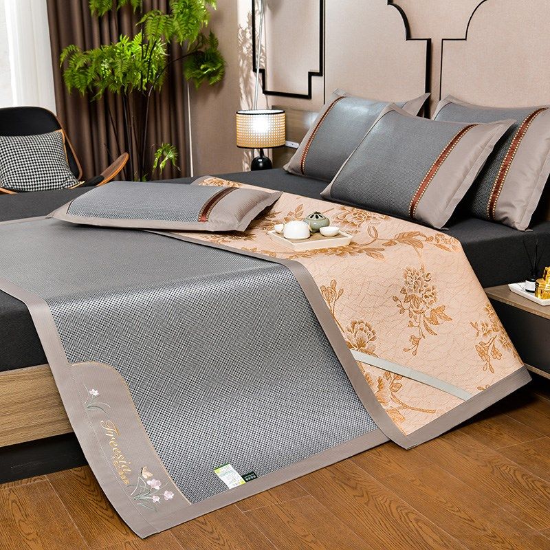 夏季凉席三件套学生宿舍单人可折叠1.8/2.0m床上冰丝席双面冰藤席,床上用品,冰丝席,淘宝优惠券,粉丝福利购,淘宝优惠卷