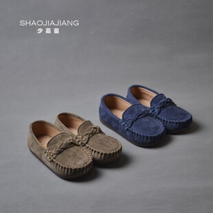 真皮童鞋豆豆鞋春秋男童女童1-3岁宝宝鞋套软底软面轻便休闲皮鞋