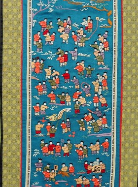 婚庆手工绣品老绣片绣花京绣手工刺绣装饰画百子图福喜字布料包贴