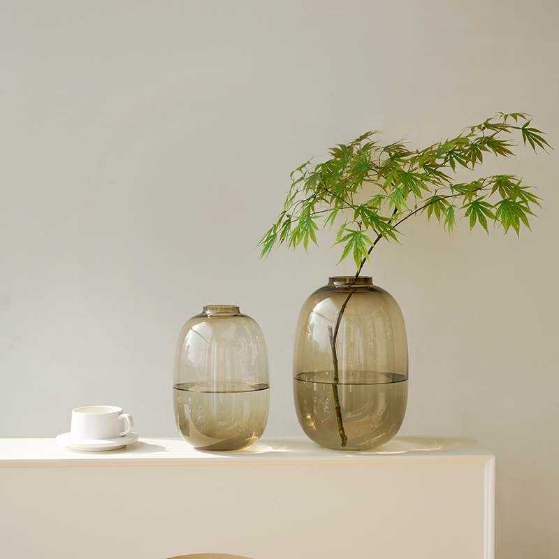 网红简约马醉木花瓶大肚玻璃透明水养I客厅插花摆件落地花器吊钟