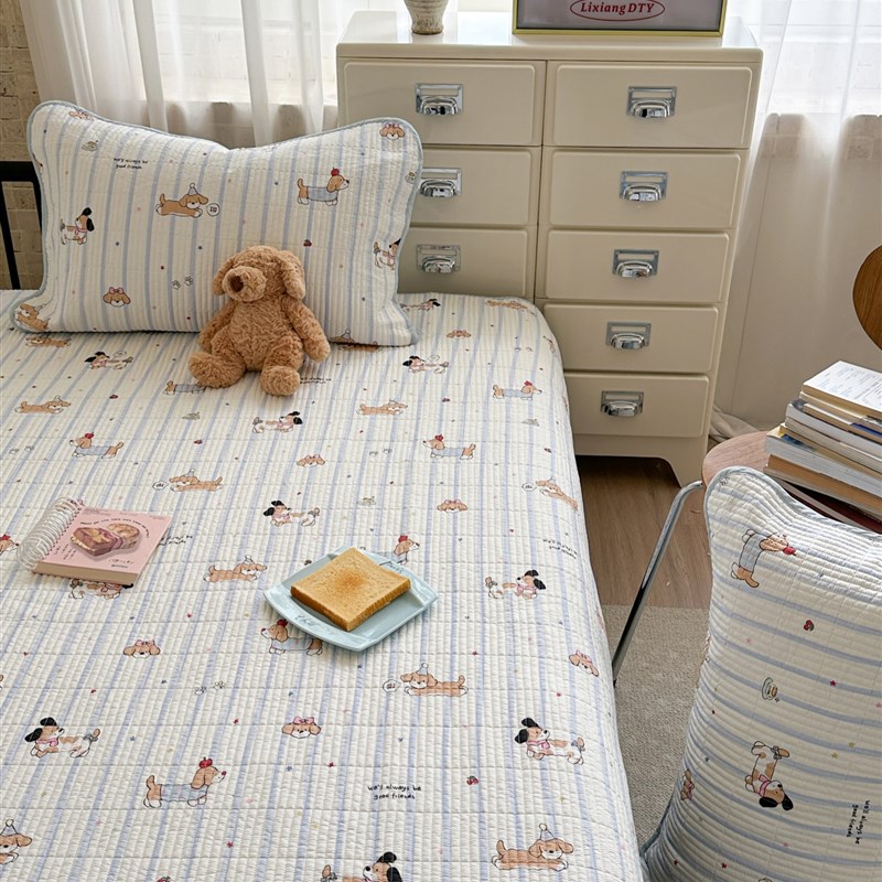 韩式双面全棉绗缝夹棉床盖v单件可机洗加厚防滑床单榻榻米床垫炕