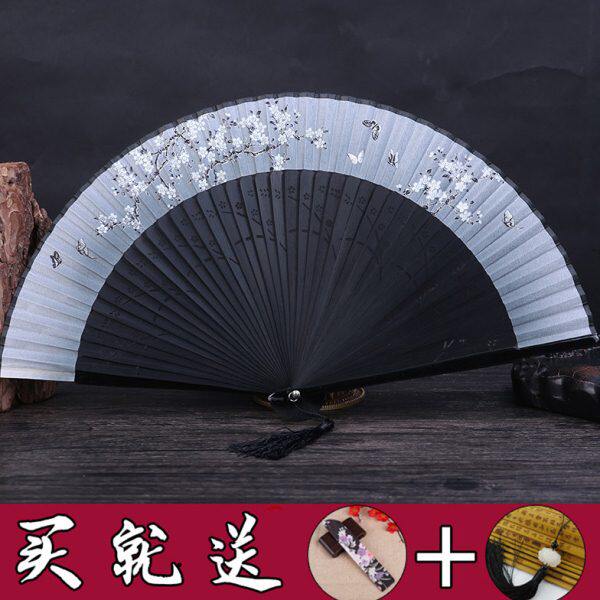 包邮中国风日式精美女士折扇工艺真丝扇子夏季绢扇舞蹈演出折叠扇