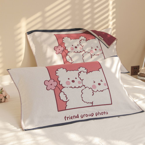 全棉纱布A类枕巾一对装52*78纯棉卡通提花家用情侣枕头巾防滑单人