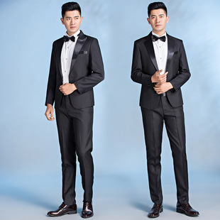 男士礼服新郎结婚西服套装男歌手主持人司仪演出服装影楼拍照