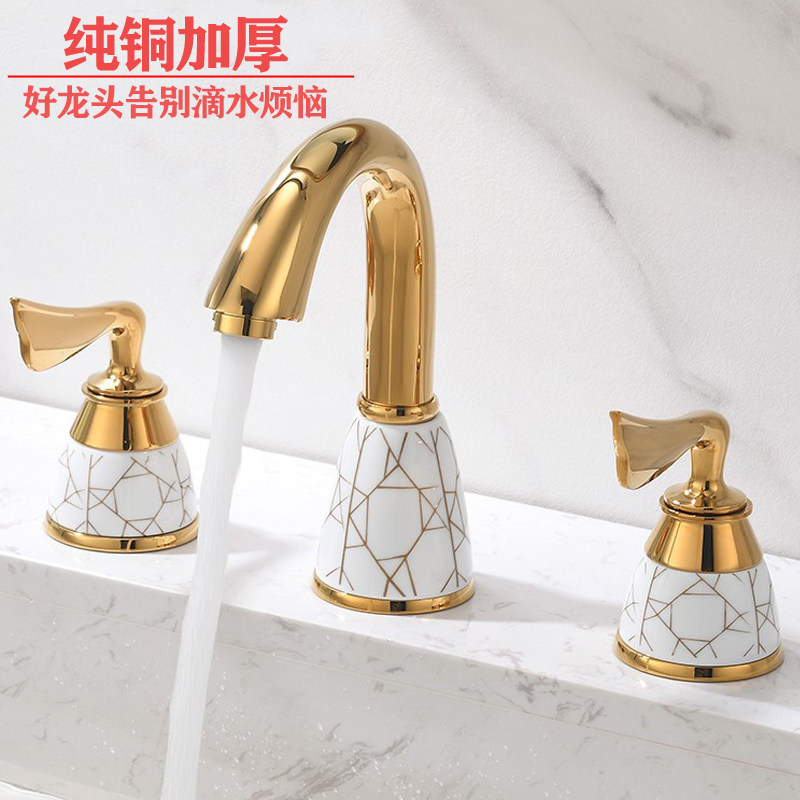 全铜欧式复古三孔面盆龙头冷热仿古卫浴台盆混水阀洗脸盆龙头纯铜,家装主材,面盆龙头,淘宝优惠券,粉丝福利购,淘宝优惠卷