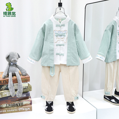 汉服男童国学服套装中小童宝宝秋季中国风古装书童服装儿童演出服