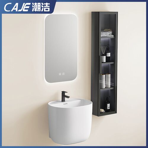 潮洁家用一体简易挂墙式厕所洗脸盆小户型陶瓷挂盆阳台悬空洗手池