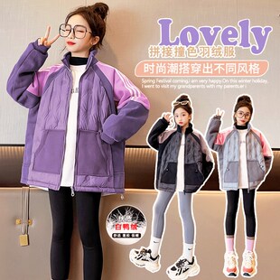 羽绒毛呢外套女童装儿童宝宝冬季羽绒内胆2023新款轻薄款羽绒服冬