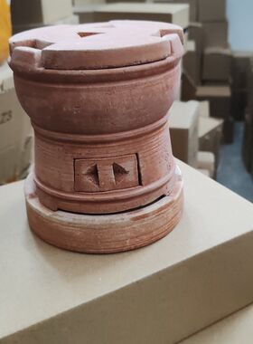炭炉坊古陶坊古董炉红泥非遗小火炉带炉门盖经典复古手工柴烧传统