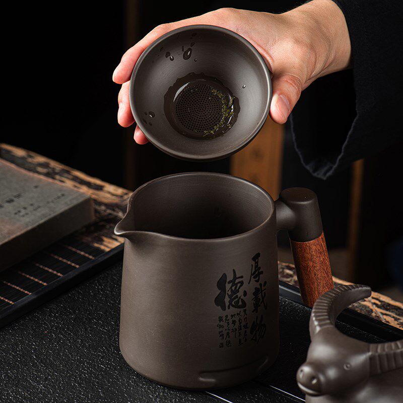 大容量紫砂公道杯茶滤一体高端过滤网底座功夫茶具分茶器套装茶漏