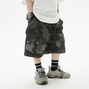 美式 男童斜口袋帅气迷彩中裤 百搭五分裤 宽松休闲工装 潮酷 儿童夏季
