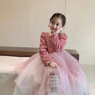 2024秋冬新款 女童亮片公主连衣裙洋气小女孩生日蓬蓬裙万圣节礼服
