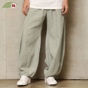 僧裤 加肥苎麻男裤 宽松长裤 唐装 子丹墨 中国风全麻裤 收口裤 男夏季