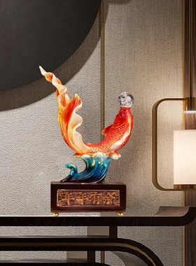 新中式年年有余鲤鱼招财摆件家居客厅酒柜装饰品乔迁新居开业礼物