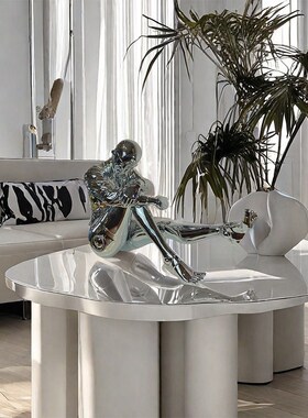 样板间客厅玄关电镀机械女神人物艺术雕塑摆件潮玩商场门店软装饰