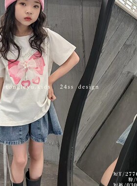 现货童乐鱼2024新款女童夏季裙裤牛仔花苞裤短裤纯棉120-170码