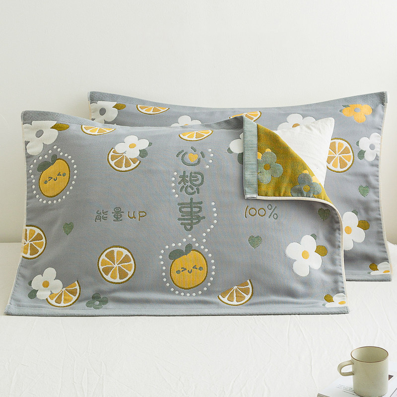 枕巾纯棉一对装2022新款单人全棉纱布枕头巾男生防螨抗菌枕头垫巾