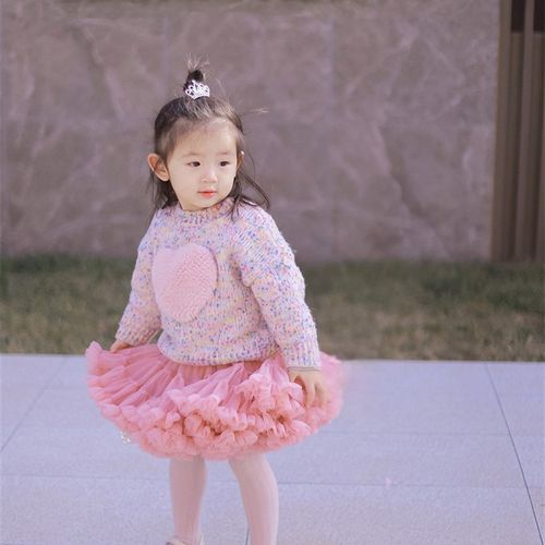 女童春秋连衣裙小女孩洋气公主裙粉色凸凸裙洋气宝宝周岁生日礼服