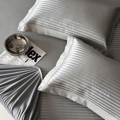 夏季A类冰丝凉席三件套轻奢风条纹空调席可水洗机洗凉感裸睡床笠