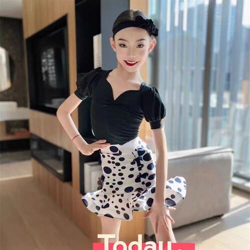 儿童拉丁舞蹈服装夏季分体演出y服女童练功服女孩跳舞衣服拉丁舞
