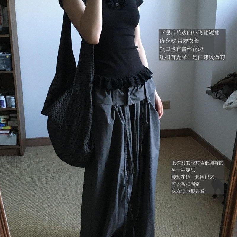 气质穿搭一整套设计感小众短袖T恤显瘦百搭阔腿休闲裤潮流两件套,女装/女士精品,时尚套装,淘宝优惠券,粉丝福利购,淘宝优惠卷