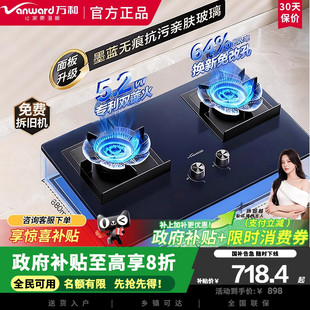 万和蓝莲花燃气灶5.2kW墨蓝无痕嵌入式 家用煤气双炉具台C6L01