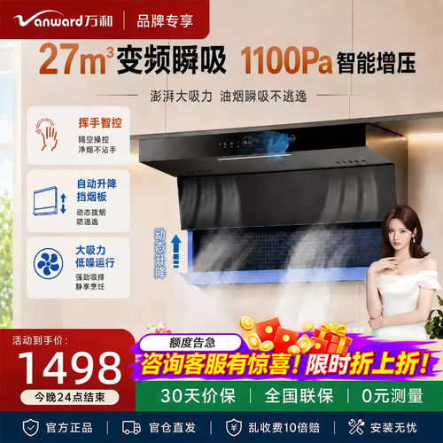 万和WL970Pro变频抽油烟机家用厨房顶吸侧吸式大吸力自动清洗