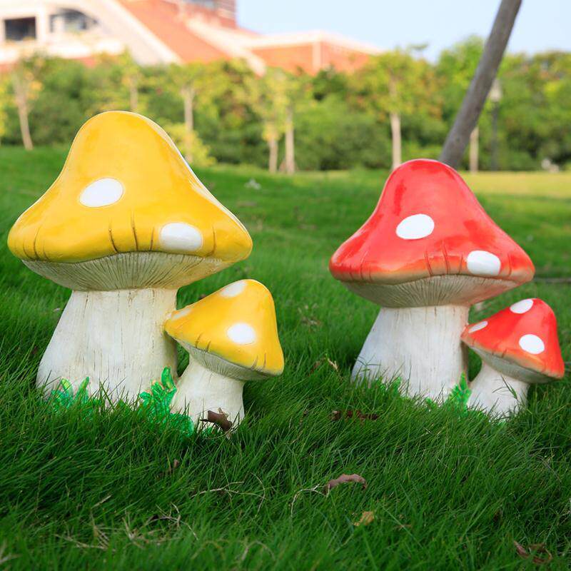 园林卡通树脂仿真大蘑菇摆件工艺品幼儿园花园装饰雕塑道具小模型