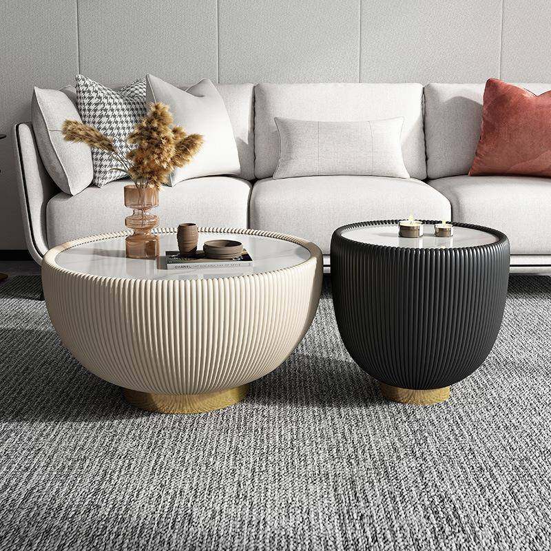 意式轻奢茶几后现代风格创意圆形岩板港式简约大小茶桌设计师家具