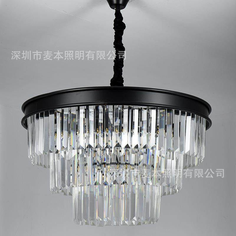 餐吊灯黑色工业风K9长条水晶客厅灯60cm卧室灯蜡烛极简LED灯