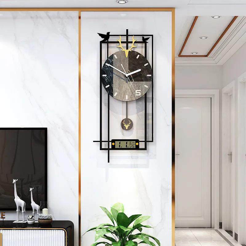 YZOK欧式风轻奢鹿头挂表挂钟客厅家用时尚简约钟表网红大气挂墙时