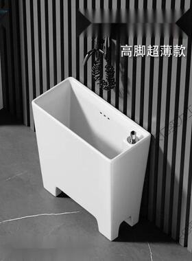 eQp陶瓷拖把池20cm拖布池窄长型墩布池小号拖把盆极窄高脚拖把盆