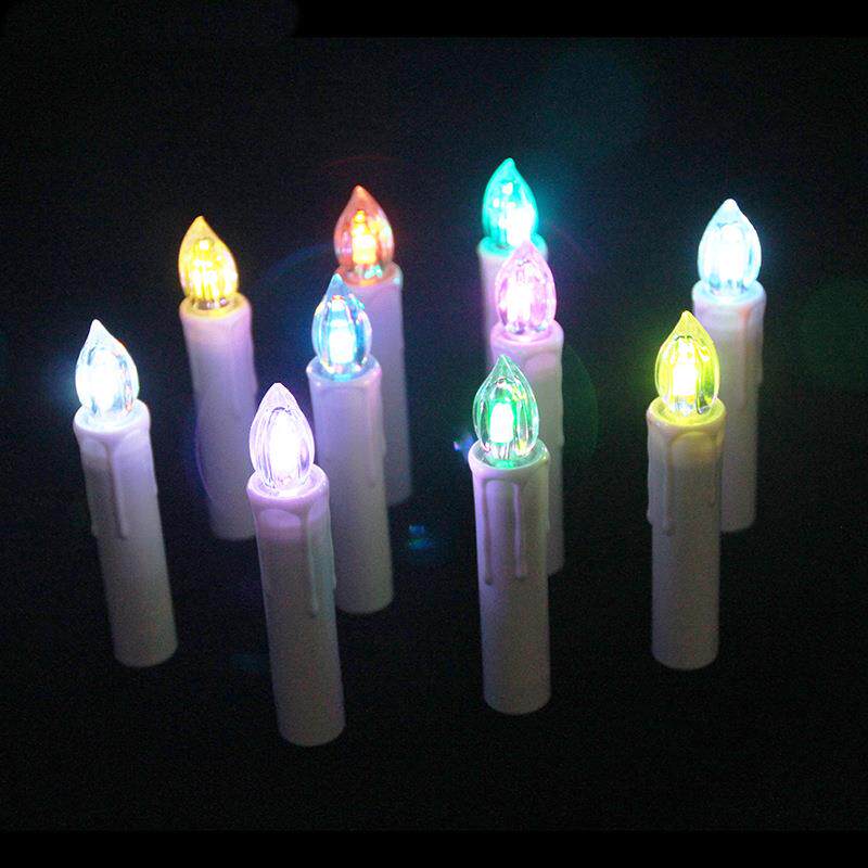 万圣节派对LED电子蜡烛灯圣诞树夹子杆蜡七彩光遥控款