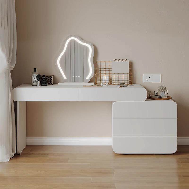 全实木梳妆台斗柜一体现代奶油风卧室高级房间化妆桌收纳柜奶油风