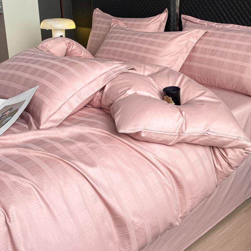 2025新款A类全棉60贡缎提花四件套-井字格1.5m床笠被套1.2三件套