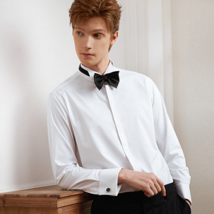 衬衫 白衬衣春夏新款 男高级感结婚宴会礼服领寸衫 法式 男士 澳嘉长袖