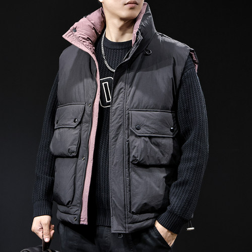 马甲羽绒服男冬季2024新款加厚保暖立领男士工装潮牌外套大码秋冬