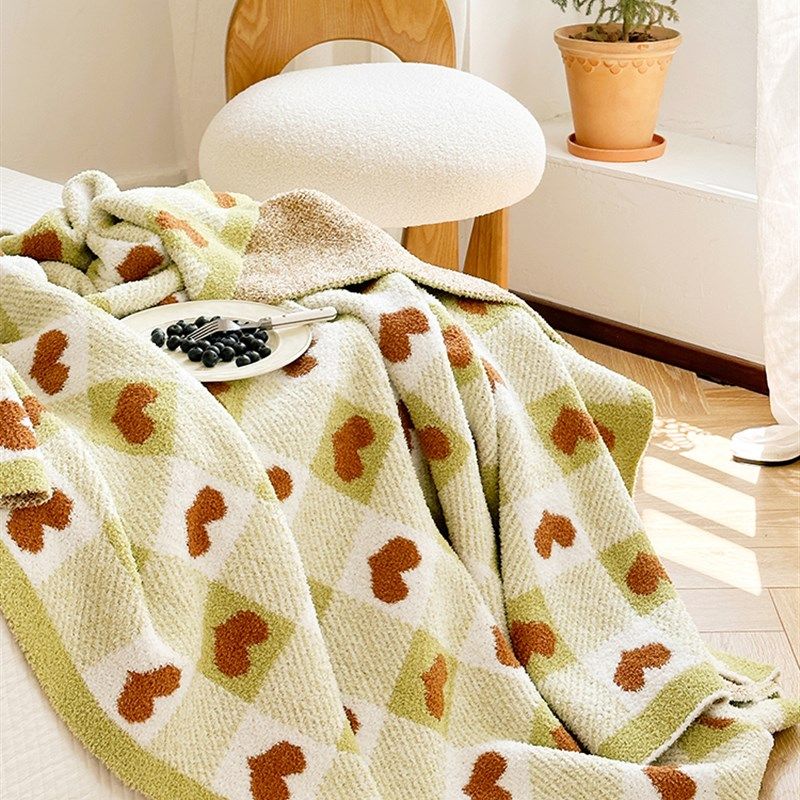 风爱心格子航空毯半边绒针织毯子办公室午睡盖毯沙发空调毛毯,床上用品,休闲毯/毛毯/绒毯,淘宝优惠券,粉丝福利购,淘宝优惠卷