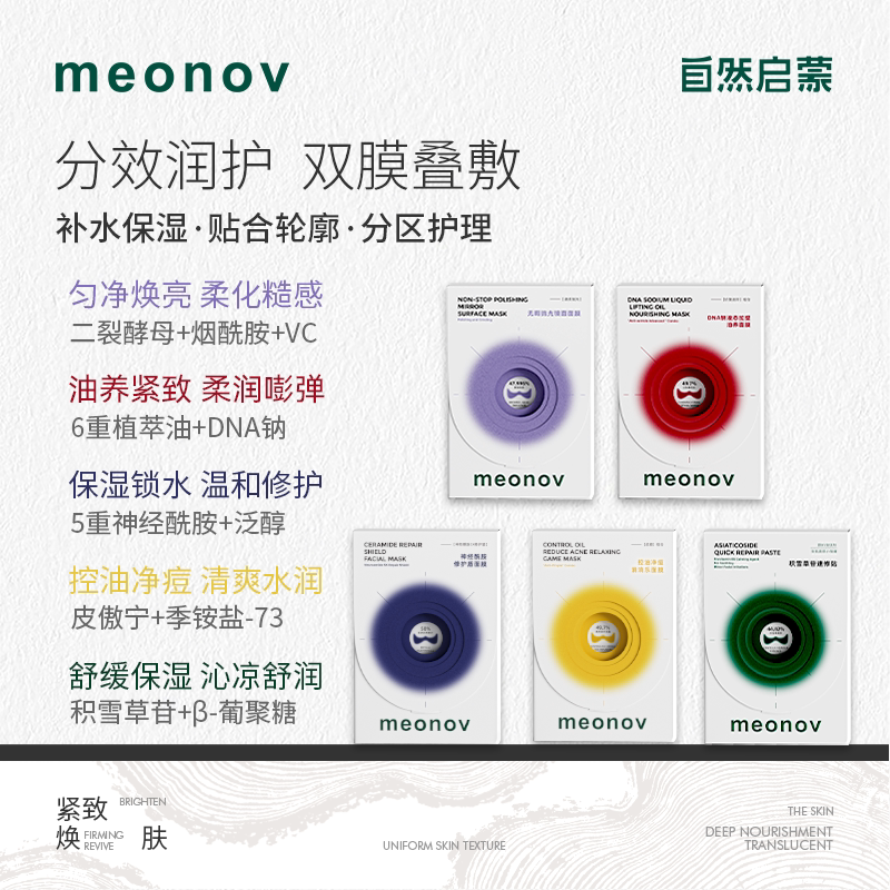 meonov自然启蒙高光腮红贴系列面膜补水保湿叠敷贴片油养面膜