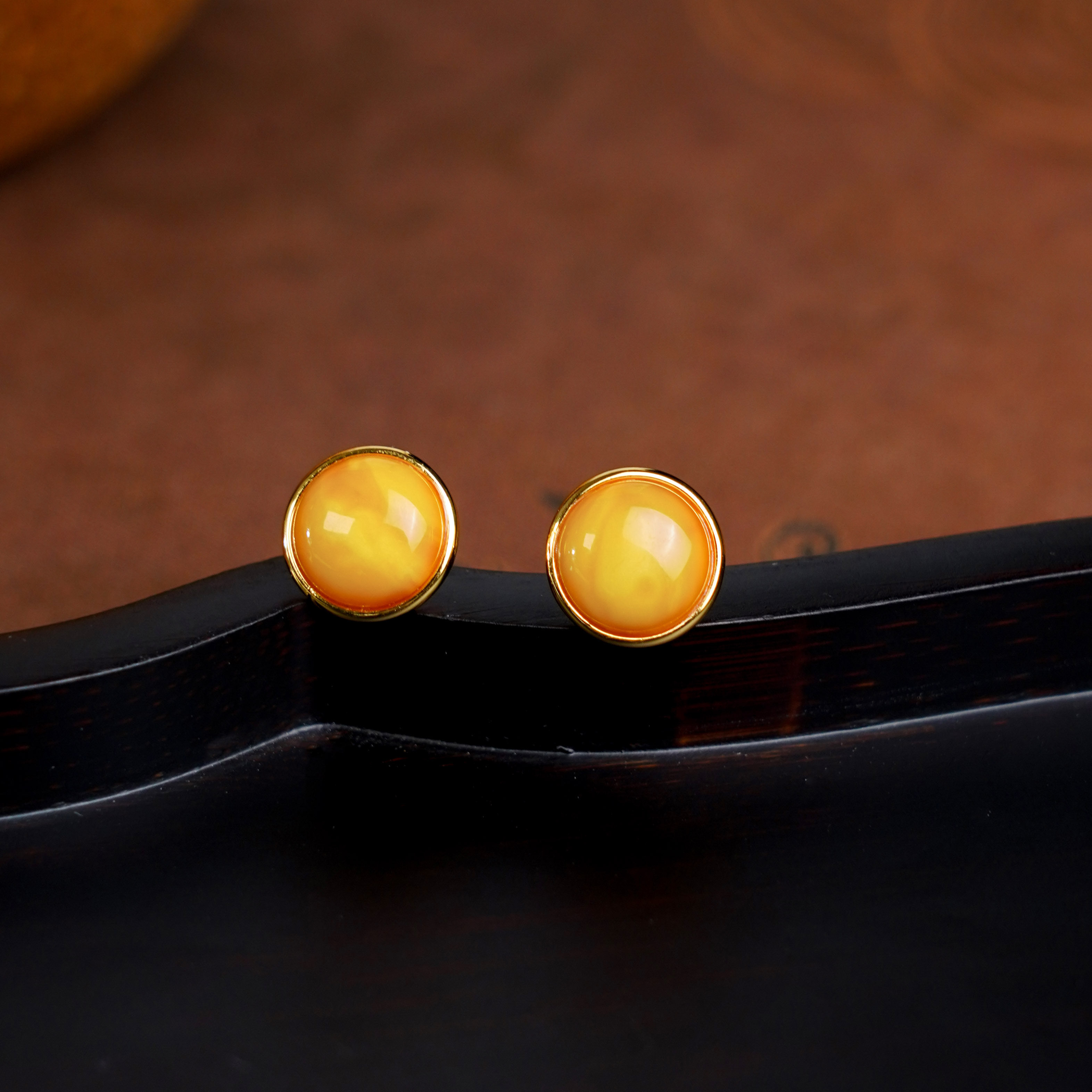 表姐专属 ·龙老板珠宝S925蜜蜡圆形耳饰