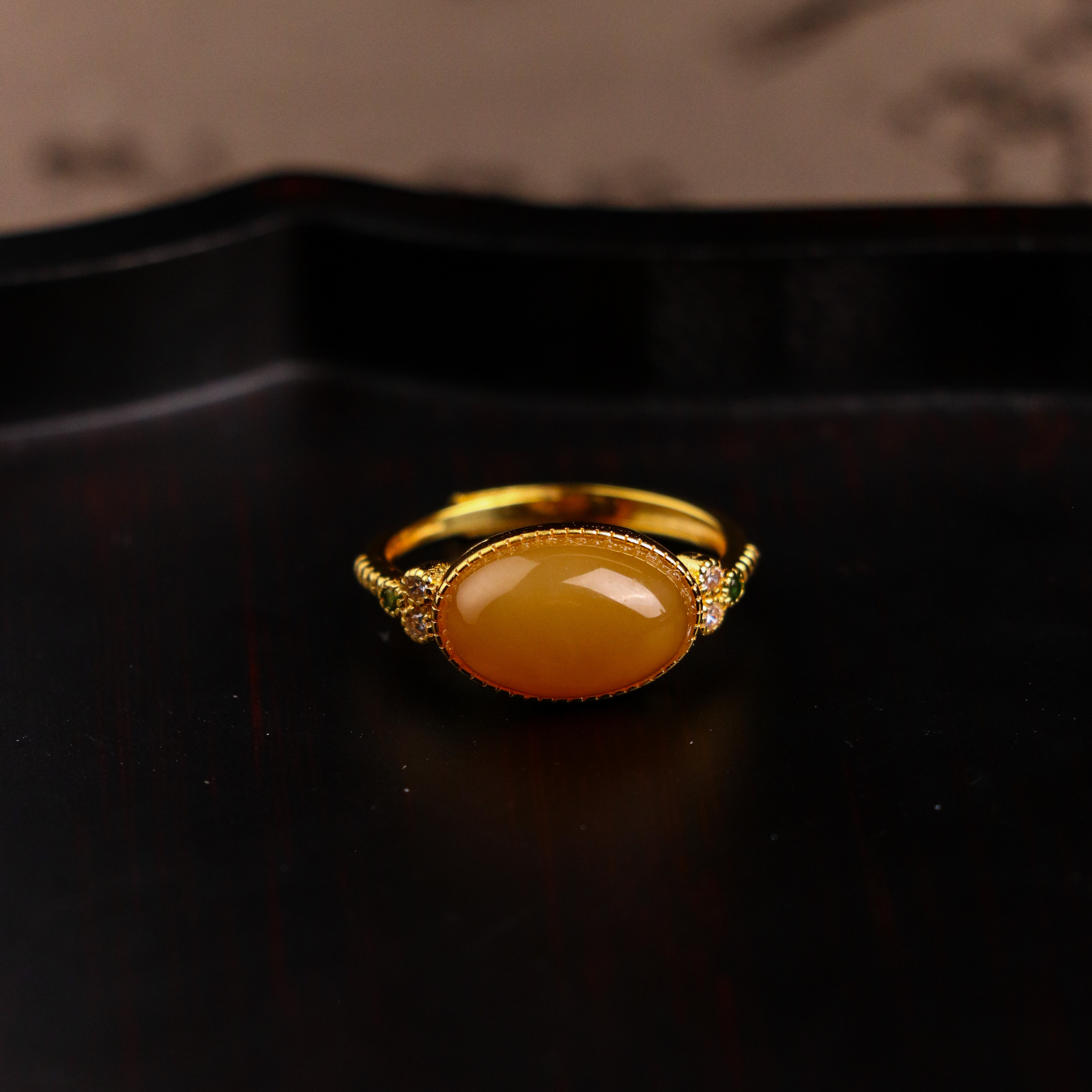 【朱朱严选】和田玉*戒指*银925镶嵌*约11x7x4mm