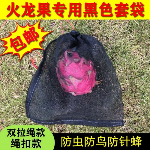 水果防鸟防果蝇防虫防鼠网袋黑色火龙果专用双绳套袋葡萄尼龙套袋