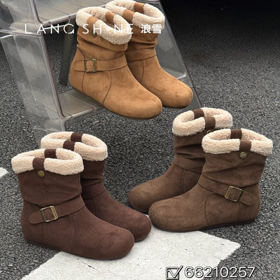 冬季加绒保暖增高4cm女雪地靴