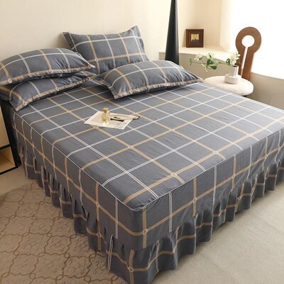 全棉床裙床罩单件四季通用床单带裙边纯棉150x190定做新款1m床1.2