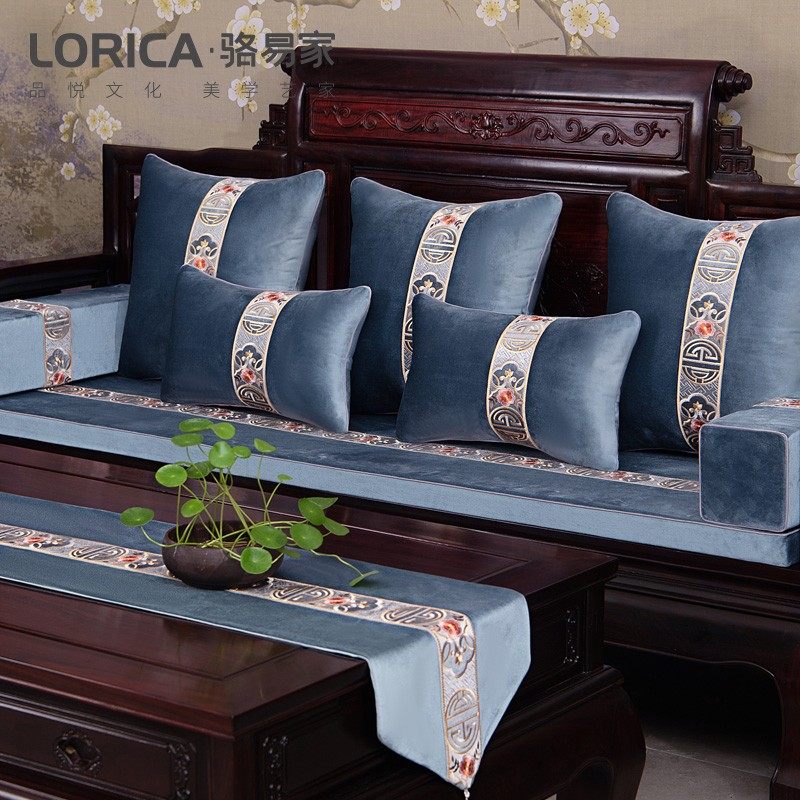冬款红木沙发坐垫毛绒中式实木家具沙发垫子新中式高端罗汉床套罩