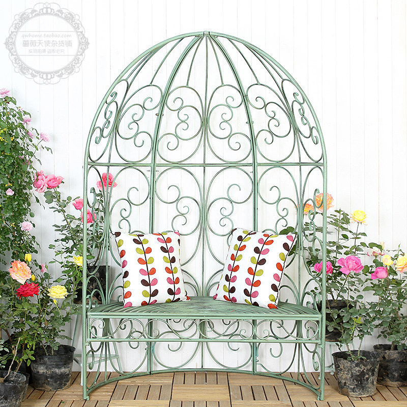 美式乡村复古铁艺半圆花园椅 阳台花园庭院露台休闲椅植物爬藤架,住宅家具,公园椅,淘宝优惠券,粉丝福利购,淘宝优惠卷