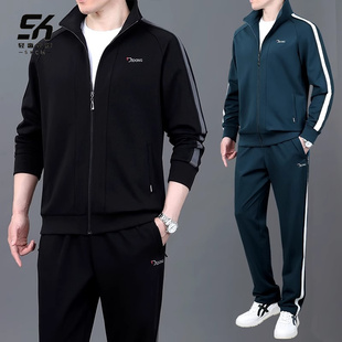 中老年春秋季 2024新款 时尚 长袖 运动套装 卫衣纯棉休闲运动服装 男士