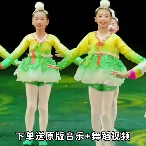 儿童演出服党的阳光照我成长舞蹈服装绿色蓬蓬亮片裙新款表演服